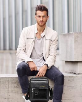 ANPTER Shoulder Bag, PU Leather, Men’s Shoulder Bag, Side Bag, Crossbody Vintage Shoulder Bags, Mobile Phone Bag, Messenger Bag, Shoulder Bag, Black Shoulder Bags, M, Retro