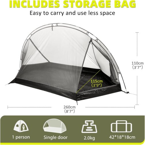 Forceatt Tent, 1/2 Person Camping Tent, Ultralight Small Pack Size Tent, 1 Person, Waterproof, Quick Assembly, Double Layer Dome Tents, for Camping, Motorcycle Trips, Trekking, Hiking Trips, Festivals – Bild 2