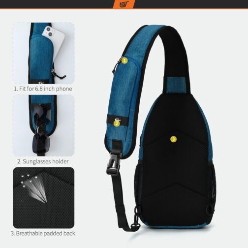 SKYSPER Shoulder Bag Chest Bag Lightweight Sling Bag Small Waterproof Crossbody Shoulder Bag for Hiking Outdoor Sports Travel – Bild 3