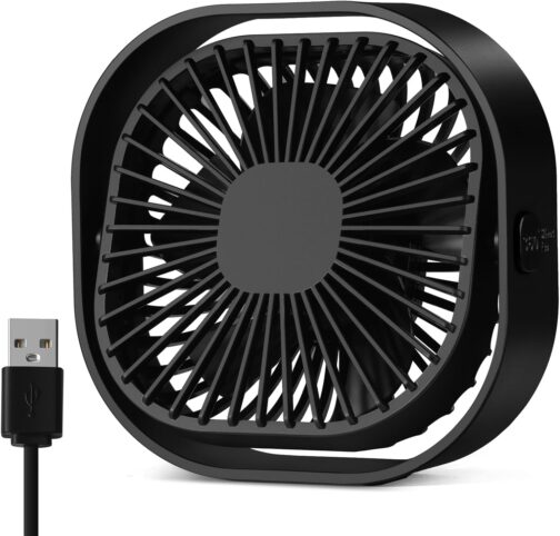 Mini USB Fan, Quiet Small Table Fan, Very Quiet USB Table Fan with 3 Speeds, Office Fan, Portable USB Fan, Desk, Bedroom, Home, Outdoor