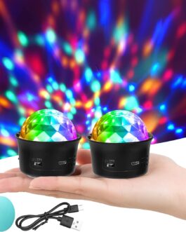 URAQT Mini Disco Ball Light, Pack of 2 DJ Ball, USB Voice Control, Disco Party Lights, Flash Light, Stage Lighting, Effect Light, Portable Rechargeable Disco Ball for Parties, Car Interior Decoration