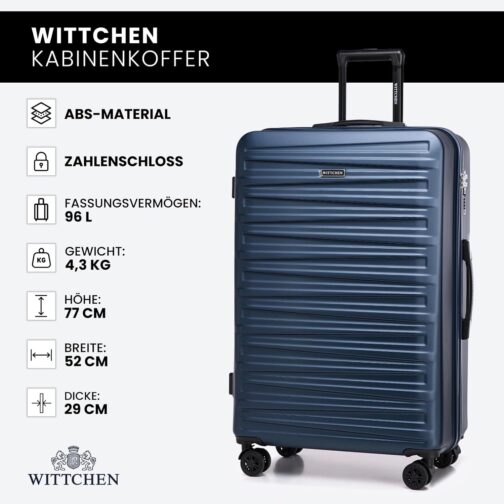 WITTCHEN Skyspeed Line ABS Hard Shell Suitcase Travel Suitcase Trolley Combination Lock Telescopic Handle 4 Wheels, navy – Bild 7