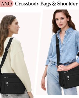 JUYANO Shoulder Bag Women’s Medium Size Nylon Women’s Shoulder Bag with Multiple Pockets Waterproof Lightweight Crossbody Bag Women’s Adjustable Wide Leisure for Shopping Travel School