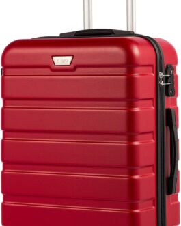 COOLIFE Hard Shell Suitcase Trolley Suitcase Travel Suitcase Board Case Hand Luggage with TSA Lock and 4 Wheels, Spinel Red, Hand luggage, Premium suitcase
