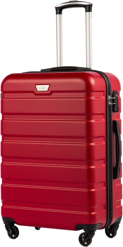 COOLIFE Hard Shell Suitcase Trolley Suitcase Travel Suitcase Board Case Hand Luggage with TSA Lock and 4 Wheels, Spinel Red, Hand luggage, Premium suitcase