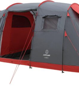 JUSTCAMP Lake 4 Camping Tent, 4 Person Family Tent, Large, Sturdy, Waterproof for Festival, Portable, High Dome Tent with Two Sleeping Cabins and Anteroom with Standing Height, Tunnel Tent