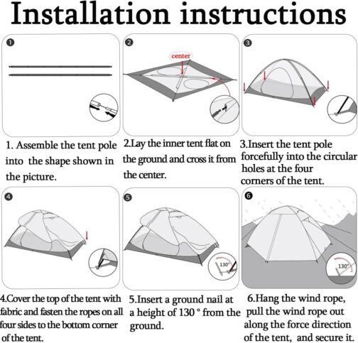 Camping Tent 2-3 Person Dome Tent Ultralight Tents Double Layer Waterproof & Windproof Family Tent for Camping and Picnic, Easy to Assemble Outdoor Tent for Garden, Hiking Trip – Bild 8