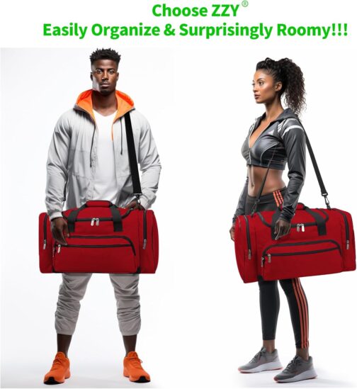 Sports Bag, Travel Bag, Fitness Bag with Shoulder Strap, Weekend Bag for Men and Women, red, Sports bag – Bild 7