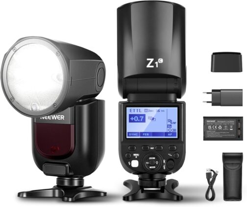 NEEWER Z1-C TTL Flash Speedlite Round Head Flash Light for Canon DSLR Cameras, 76Ws 2.4G 1/8000s HSS, 10 Levels LED Adjustment Lamp, Speedlight with 2600 mAh Lithium Battery, Recycling in 1.5s Flash