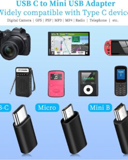 YRIKE USB C Adapter (Pack of 6), USB C to Mini USB Adapter, Micro USB to USB C Adapter, Compatible with Laptops, LG, Mobile Phones etc