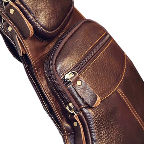 Xieben Leather Shoulder Bag Sling Chest Bag Crossbody Pack for Men Women – Bild 3