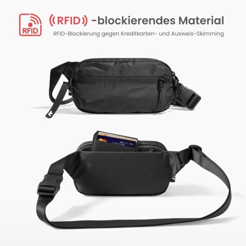 tomtoc Sling Bag Bum Bag for Men Women Anti Theft Shoulder Bag Chest Bag with RFID Protection, Lightweight Belt Bag Crossbody Bag for Everyday Travel, black – Bild 5
