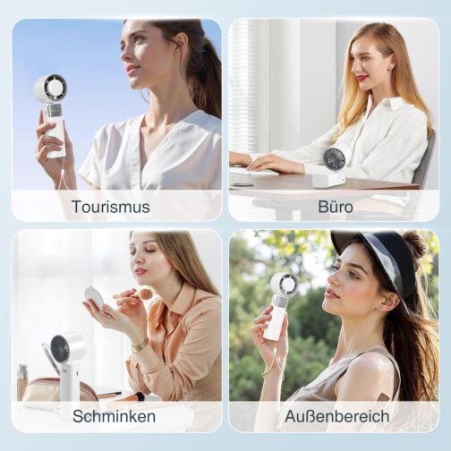 DDHTSAL USB Mini Foldable Fan - 4000 mAh Rechargeable Handheld Fan with Lanyard, 1-199 Multi-Level Speed Control, Portable Fans for Going Out | Home | Work – Bild 7