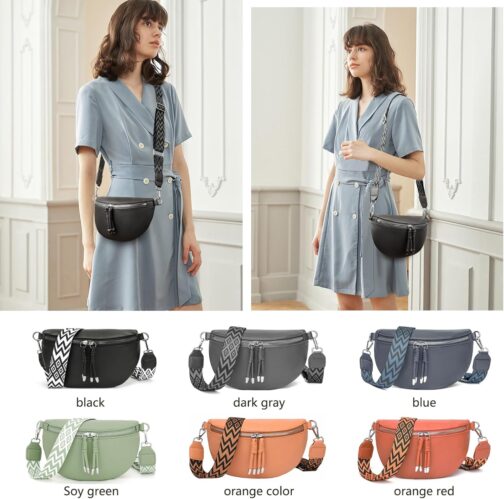 Atgbiem Shoulder Bag Women's Bum Bag Women's Stylish Crossbody Bag Women's Wide Strap Dark Grey with Credit Card Holder – Bild 6