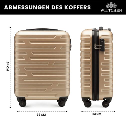 Wittchen Sturdy Suitcase, Trolley, Hand Luggage, Cabin Case. Dimensions: 54 x 39 x 23 cm. Capacity: 38 L. Weight: 2.8 kg. ABS, gold – Bild 3