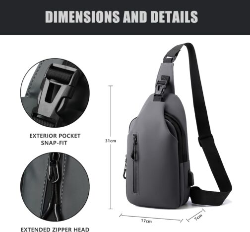 Pangogogo Wasserfest Crossbody Bag Herren|Leichte Kratzfeste Umhängetasche Herren Klein|Multi-Compartment Männerhandtasche für Radfahren, Wandern und Kurztrips – Bild 2