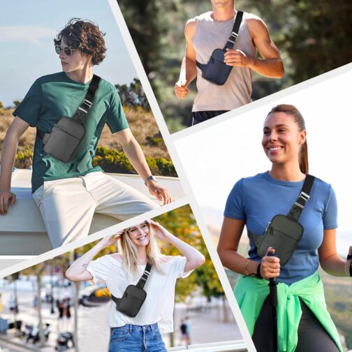 BROADREAM Sling Chest Crossbody Bag, Waterproof Shoulder Bag, Chest Bag, Shoulder Bag, Men and Women, Mobile Phone Case with RFID Blocking Zip Pocket, Suitable for Outdoor Sports and Hiking, A-Blue, – Bild 7