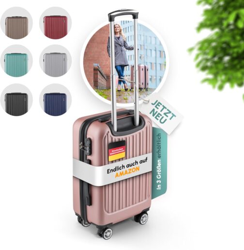Easy Move ABS Hard Case [Ergonomic & Safe] - Large Trolley Suitcase with 360° Wheels, Number Lock - Travel Suitcase Large, Hard Shell Suitcase, Luggage, Rose Gold, Hard shell with 360° double wheels – Bild 9