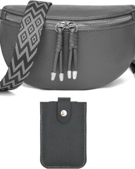 Atgbiem Shoulder Bag Women’s Bum Bag Women’s Stylish Crossbody Bag Women’s Wide Strap Dark Grey with Credit Card Holder