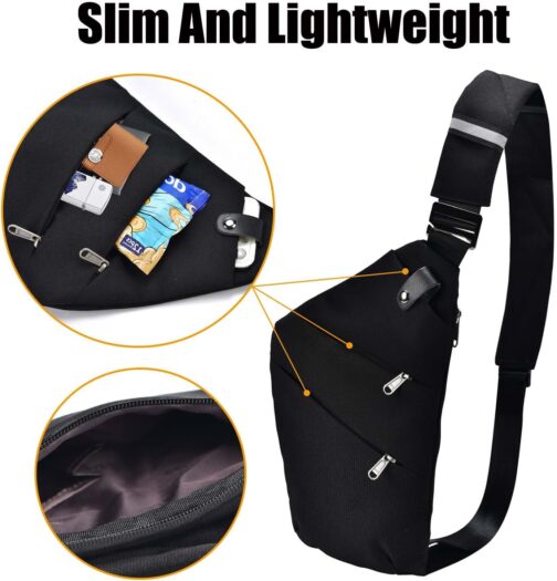 Fibrdoo Brusttasche, Anti-Diebstahl Sling Bag, Crossbody Schultertasche Herren Damen klein für Freien Reisen Wandern Joggen – Bild 8