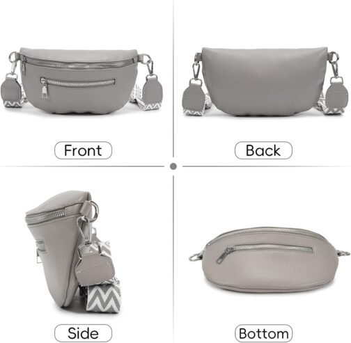 Shoulder Bag Women's Small Bum Bag Women's Leather Black Crossbody Bag Women's Stylish Belt Bag Shoulder Bags Women's Bum Bag with Wide Strap – Bild 5