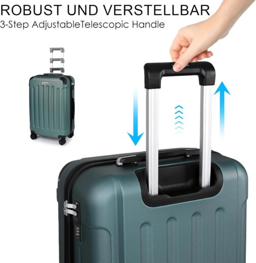 TANTOMI Suitcase, hard case, suitcase hand luggage, trolley suitcase, hand luggage, travel suitcase with wheels, suitcase with TSA lock, combination lock, telescopic handle, suitcase for travel, – Bild 6