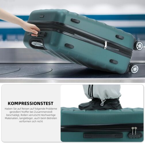 BEIBYE Twin-Wheels 2066 Hard Shell Trolley Suitcase, Travel Suitcase, Luggage, M–L–XL Set, Dark green – Bild 4