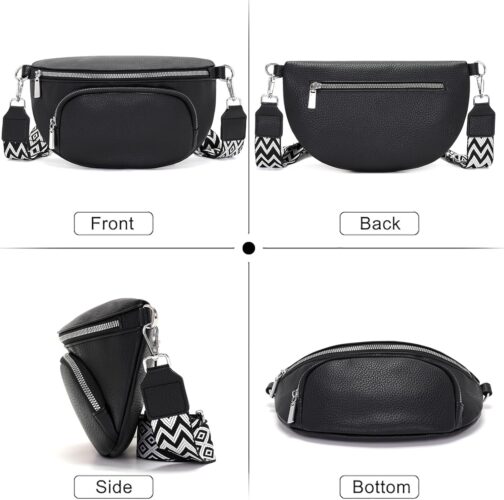 Rorimyth Bum Bag Women's Black Shoulder Bag Women's Small Handbag Women's Crossbody Bag Women's Belt Bag Women – Bild 4
