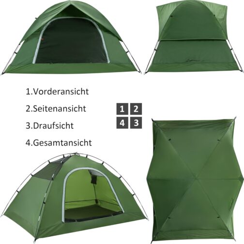 Clostnature 2/4 Person Tent for Camping - Waterproof Outdoor Tent Lightweight Dome Tent, Compact Tent with Small Pack Size for Family, Beach, Festival, Group – Bild 2