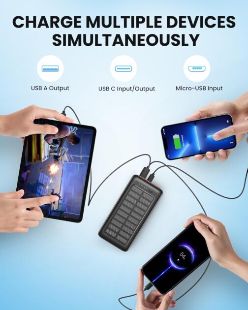 Solar Power Bank 27000 mAh 22.5 W PD20 W Power Bank Fast Charging USB C Portable Charger for iPhone 16 15 14 13 12 Camping Outdoor – Bild 5