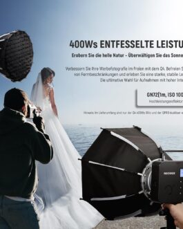 NEEWER Q4 400W Flash 2.4G TTL and QPRO S Trigger Compatible with Sony, 1/8000HSS/30W Adjustment Lamp/400 Full Power/0.01-1.2s Recycling/21.6V 2800mAh Battery for Outdoor Wedding Photography