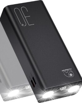Power Bank 30,000 mAh: PD 22.5 W Quick Charge External Battery with Torch, Large Capacity and 3 Outputs and 2 Input Radio with