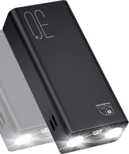 Power Bank 30,000 mAh: PD 22.5 W Quick Charge External Battery with Torch, Large Capacity and 3 Outputs and 2 Input Radio with
