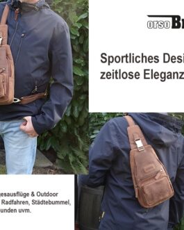 Leather Shoulder Bag Men’s Women’s Sling Chest Crossbody Bag Shoulder Bag Chest Men’s Bag Leather, brown, M, Utility