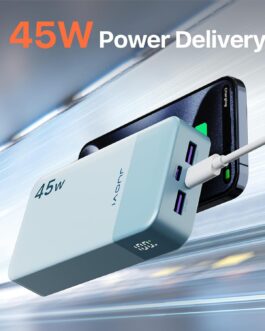 JUOVI Portable Power Bank J2621, 20000 mAh Battery Pack, 45 W Fast Charging Function, Compatible with Switch, MacBook, Tablet, Dell, HP, Notebook, Samsung, iPhone 16 15 14 13, Steam Deck and More