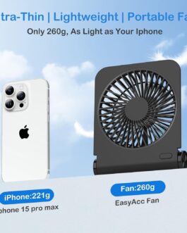 EasyAcc Table Fan, Very Quiet, 4000 mAh Table Fan, Battery, Portable USB Fan, 4 Speed Mini Rechargeable Portable Desk Fan for Home, Office, Library, Camping
