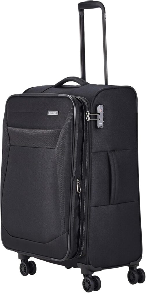 Travelite Chios Trolley Series 4-Wheel Suitcase Set Soft Shell Sizes L/M/S, black, Soft luggage trolley with 4 wheels – Bild 4