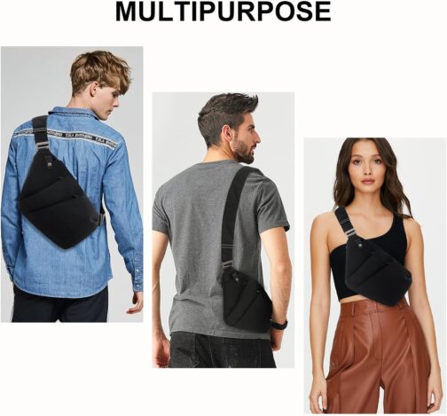OSOCE Sling Chest Bag Cross Body Shoulder Backpack Anti Theft Travel Bags Daypack for Men Women B13-007 (Black) – Bild 8