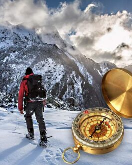 Outdoor Compass, Waterproof Compas, Brass Portable Compass with Luminous Numerals, Navigation Jump Cover Compass, Hiking for Camping, Hiking and Other Outdoor Activities