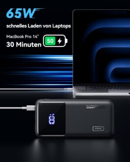 INIU Power Bank, 20000 mAh 65 W Power Bank, Small But Strong Phone & Laptop, External Mobile Phone Batteries, USB C Input & Output, Compatible with MacBook Pro, Surface Go, iPad, iPhone 16, 15, 14 Pro