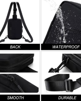 Casecret Shoulder Bag Men’s Chest Bag Shoulder Bag Women’s Crossbody Bag Sling Bag Chest Small Mobile Phone Case for Hanging Bag Waterproof Outdoor Travel for iPhone 15 Samsung up to 7.5 Inches, black