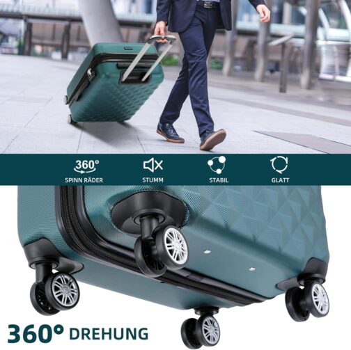 BEIBYE Twin-Wheels 2066 Hard Shell Trolley Suitcase, Travel Suitcase, Luggage, M–L–XL Set, Dark green – Bild 5