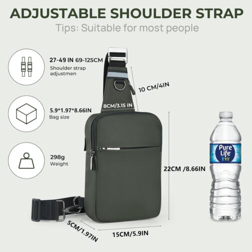 Tibroni Sling Bag Shoulder Bag Chest Bag Shoulder Bag Men Women with RFID Blocking, Shoulder Bag, Chest Crossbody Bag, Men's Bags, Small, Travel Body Bag, Mobile Phone, Belly Sports, Hiking, Left – Bild 8