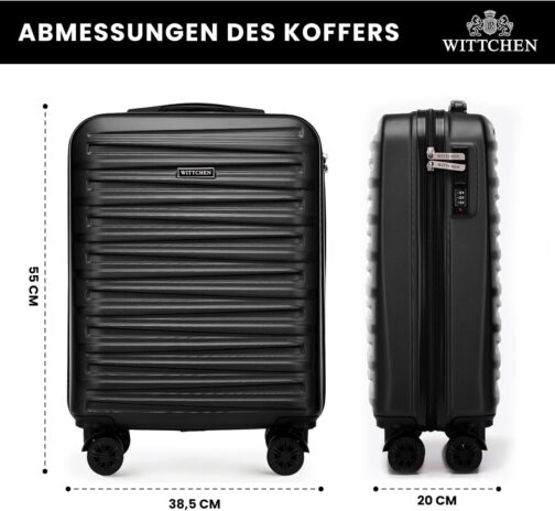 WITTCHEN Skyspeed Line ABS Hard Shell Suitcase Travel Suitcase Trolley Combination Lock Telescopic Handle 4 Wheels, black – Bild 2