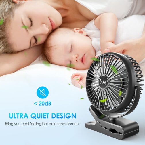 lynker Mini USB Clip Fan 10000 mAh, 12-40h, 3-in-1 Clip Fan Table Fan Hanging Fan with LED Light, Quiet Camping Fan, 360° Rotation, 3 Speeds for Office, Trips – Bild 6