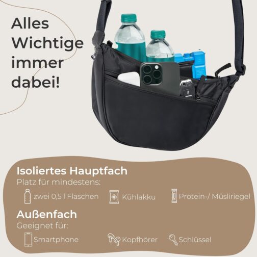 Yelobåg Isolierte Umhängetasche | Festival Moon Bag | Crossbody sling bag wasserfest | Stylische Schultertasche mit verstellbarem Gurt | Bauchtasche mit Isolierung | Unisex Handtasche – Bild 5