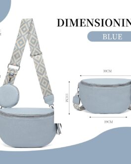 ER.Roulour Shoulder Bag Bum Bag Women’s Soft Leather Belt Bag Waist Bag with Wide Strap and Coin Crossbody Bag, blue, Retro