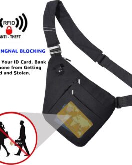 Tibroni Shoulder Bag Crossbody Sling Bag Anti-Theft Shoulder Bags Chest Bag for Men and Women for Outdoor Travel Hiking Jogging, Black 3.0 RFID Blocking, Normal