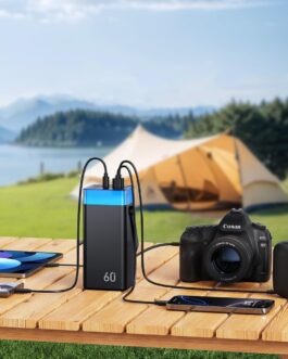 CUZAR Power Bank 60000 mAh 22.5 W Fast Charger Portable Charger with Integrated Cables for iPhone 16/15/14/13, Xiaomi, Travel, Camping, Outdoor ​