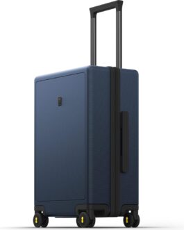 LEVEL8 Hand Luggage Suitcase, Lightweight Made of 100% Polycarbonate, Trolleys Suitcase, Hard Shells, Trolley Case, Elegance, Micro Diamond Textured Design 8 Spinner Size, dark blue, Suitcase set